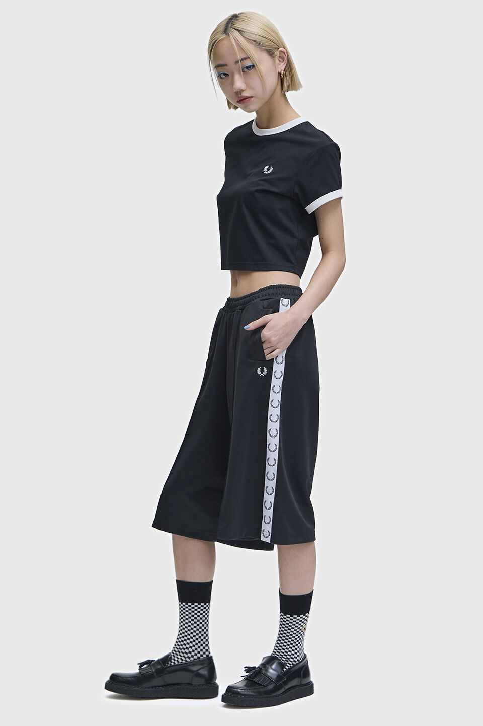 FRED PERRY 「Cropped Ringer T-Shirt／クロップドＴシャツ」|Tシャツ・カットソー|