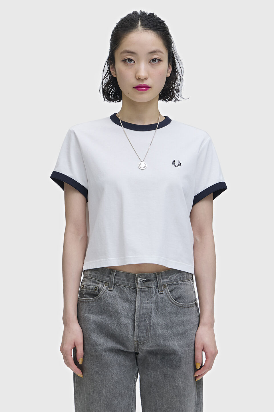 FRED PERRY 「Cropped Ringer T-Shirt／クロップドＴシャツ」|Tシャツ・カットソー|