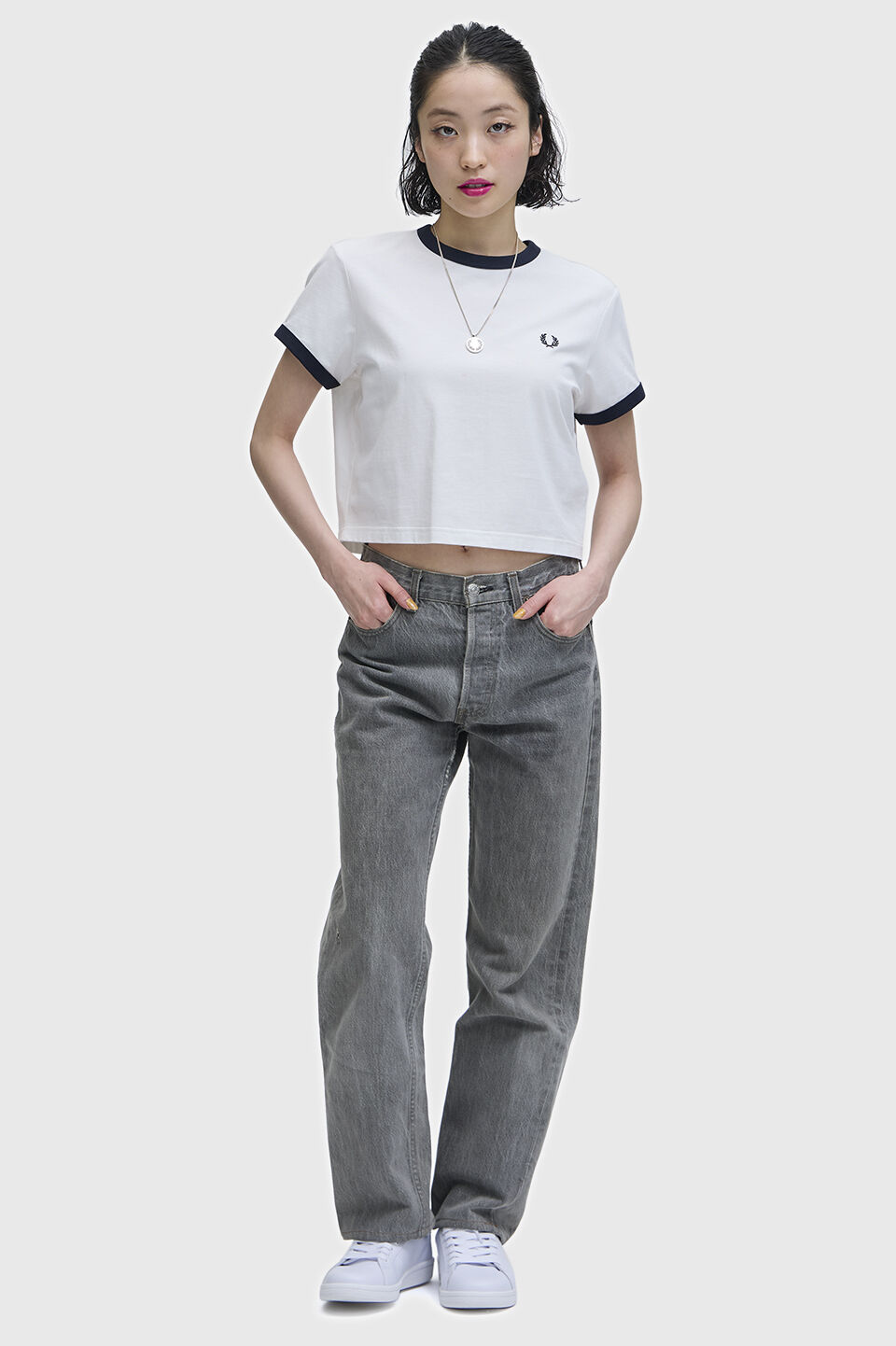 FRED PERRY 「Cropped Ringer T-Shirt／クロップドＴシャツ」|Tシャツ・カットソー|