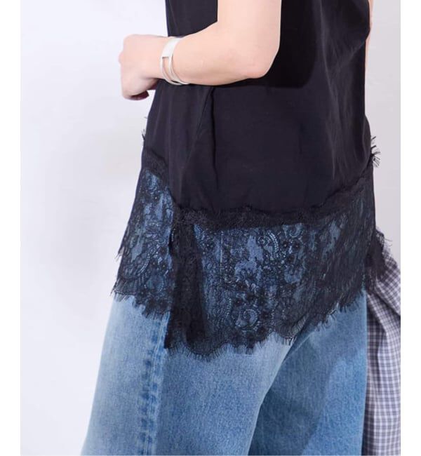 JOURNAL STANDARD「《追加2》レースヘムシアータンク」|Tシャツ・カットソー|ブラック