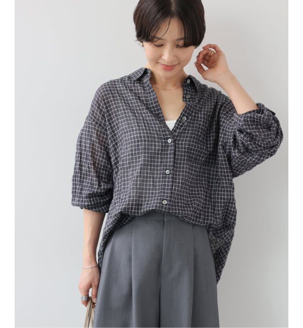 JOURNAL STANDARD relume「シャーリングチェックシャツ」|シャツ・ブラウス|ブラック