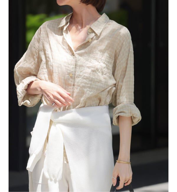 JOURNAL STANDARD relume「シャーリングチェックシャツ」|シャツ・ブラウス|ベージュ