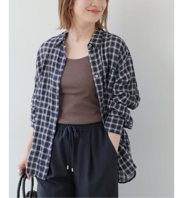 JOURNAL STANDARD relume「シャーリングチェックシャツ」|シャツ・ブラウス|ネイビー