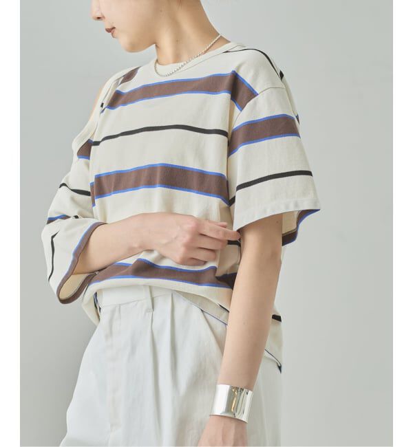 journal standard L'essage「TanC TOKYO/タンクトウキョウ PIQUE BORDER ASYM Tシャツ」|Tシャツ・カットソー|