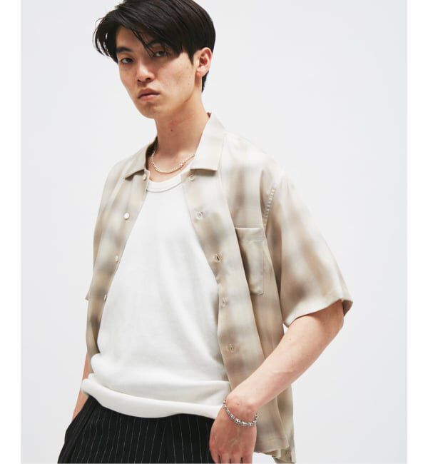 JOURNAL STANDARD「キュプラ オンブレ チェック レギュラー シャツ」|シャツ・ブラウス|ベージュ