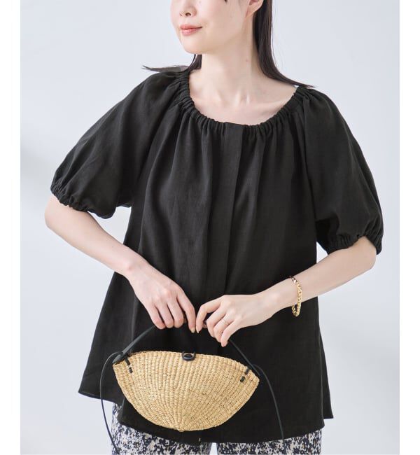 journal standard L'essage「フレンチリネンギャザーブラウス」|シャツ・ブラウス|ブラック