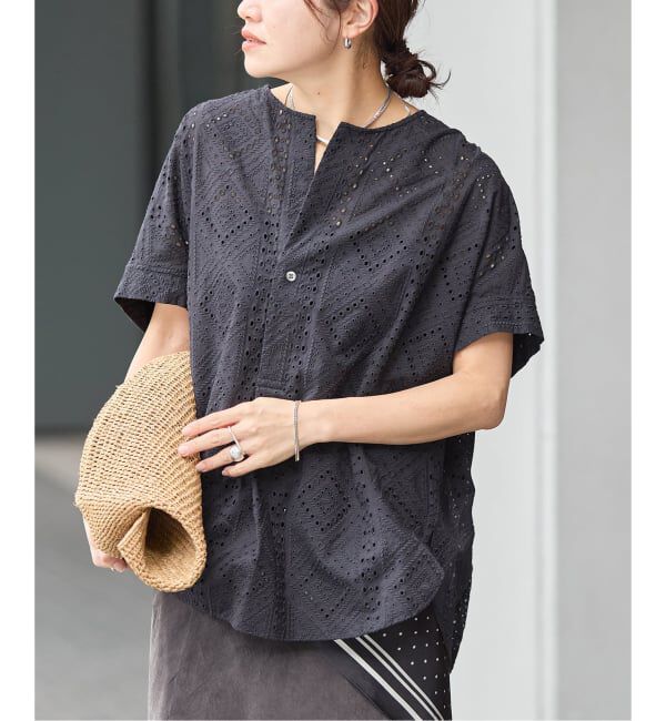 JOURNAL STANDARD「《追加2》カットワークレースノーカラーブラウス」|シャツ・ブラウス|