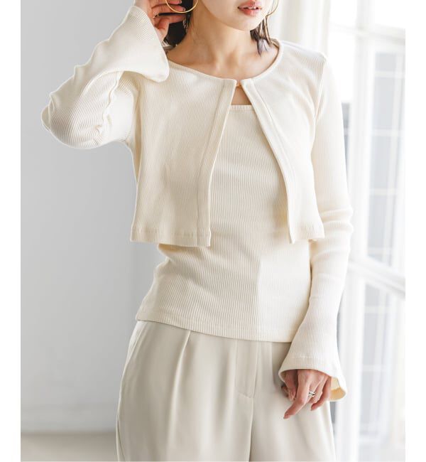 NOBLE「《アンサンブル対応》MAISON CORNICHON Short Cardigan Long sleeve」|カーディガン|ナチュラル