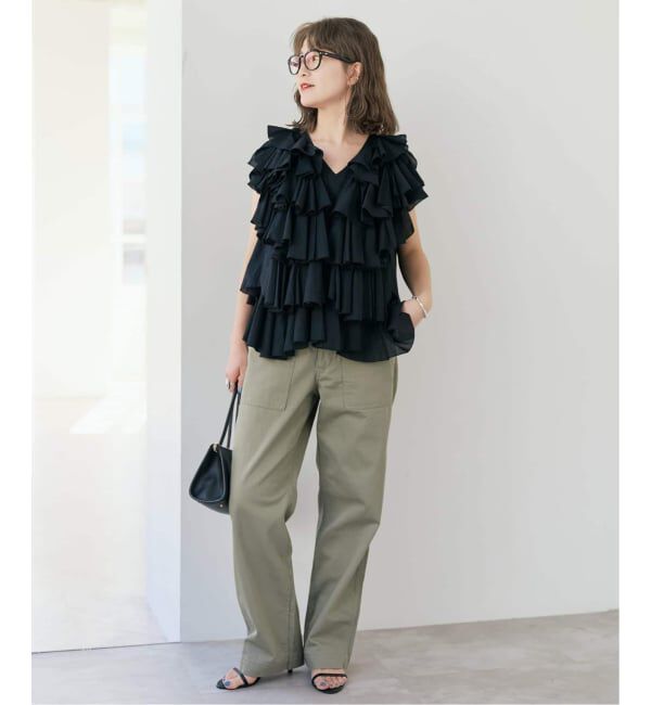 Spick and Span「《一部店舗+WEB限定 / 追加》AAYUSHI / アユーシ レイヤードラッフル ブラウス」|シャツ・ブラウス|
