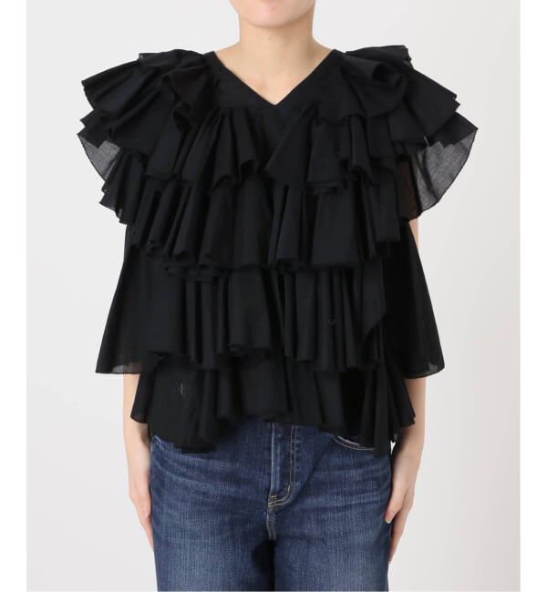 Spick and Span「《一部店舗+WEB限定 / 追加》AAYUSHI / アユーシ レイヤードラッフル ブラウス」|シャツ・ブラウス|
