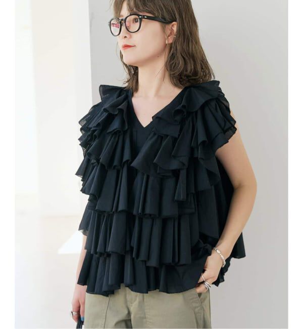 Spick and Span「《一部店舗+WEB限定 / 追加》AAYUSHI / アユーシ レイヤードラッフル ブラウス」|シャツ・ブラウス|