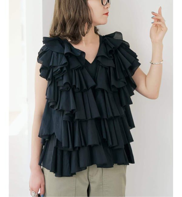 Spick and Span「《一部店舗+WEB限定 / 追加》AAYUSHI / アユーシ レイヤードラッフル ブラウス」|シャツ・ブラウス|