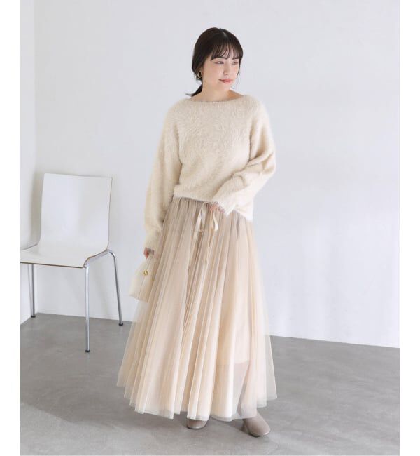  「《WEB限定》【洗える】ファーバックパール長袖プルオーバー」|ニット・セーター|