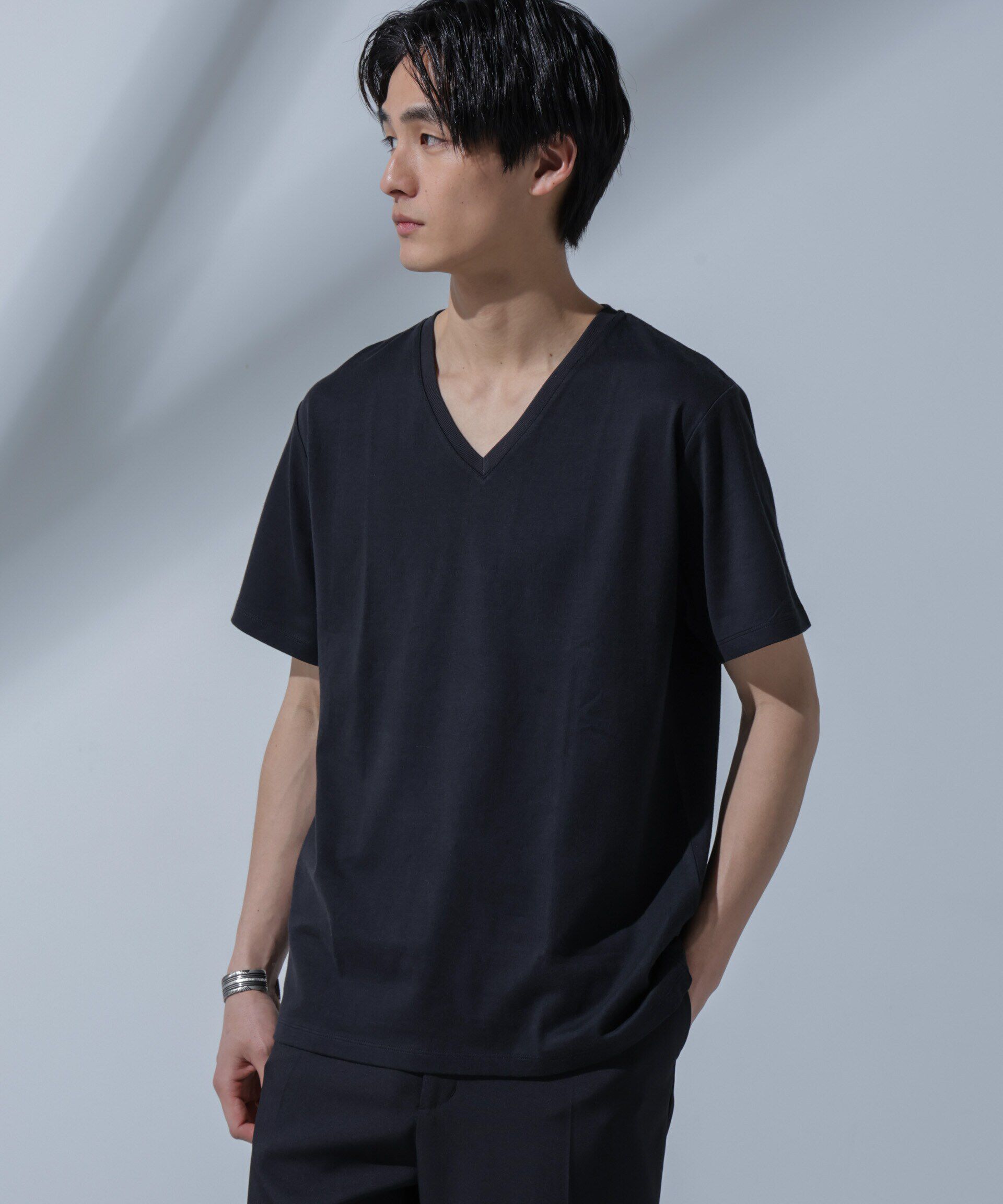 NANO universe「Anti Soaked(R)  汗染み防止 VネックTシャツ」|Tシャツ・カットソー|