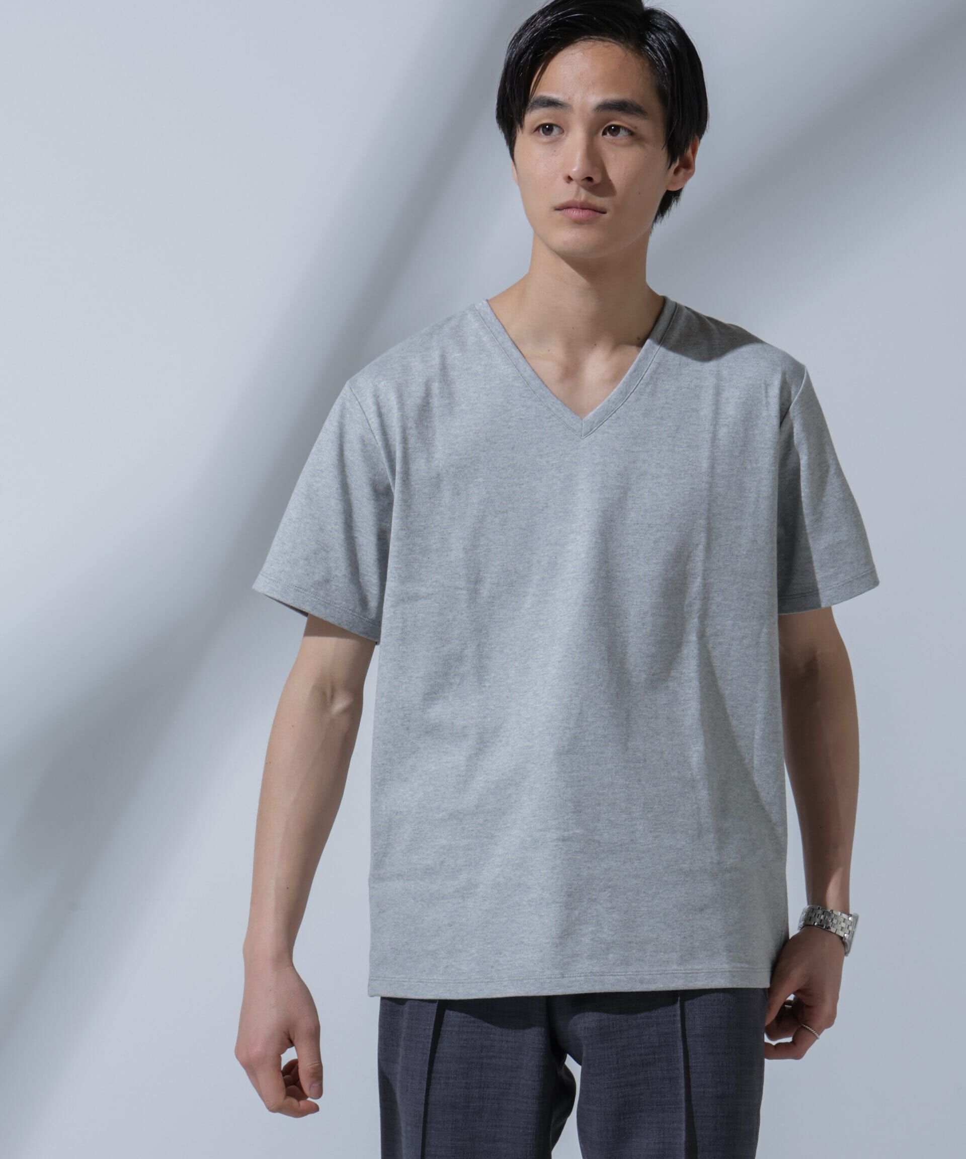 NANO universe「Anti Soaked(R)  汗染み防止 VネックTシャツ」|Tシャツ・カットソー|