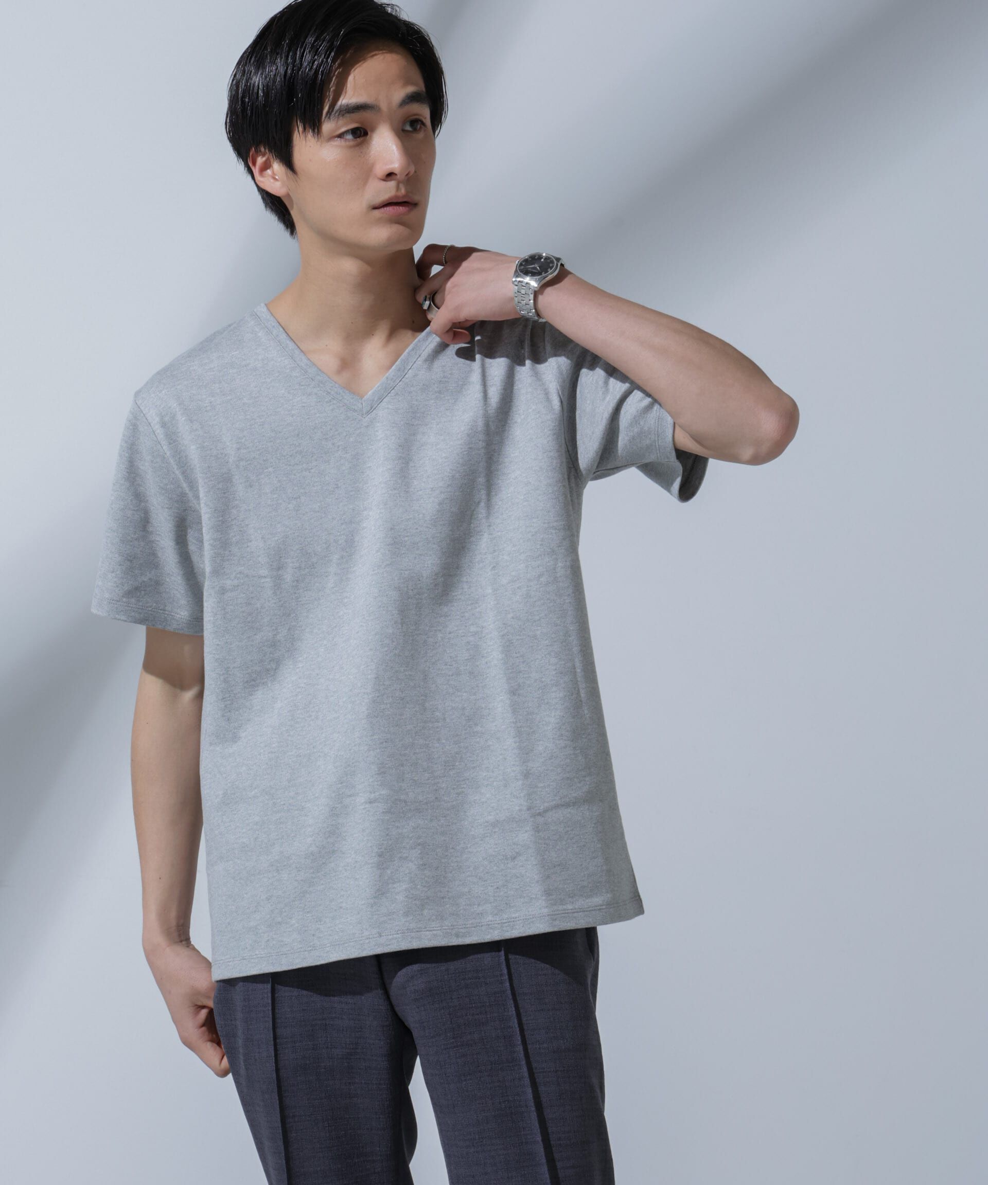 NANO universe「Anti Soaked(R)  汗染み防止 VネックTシャツ」|Tシャツ・カットソー|