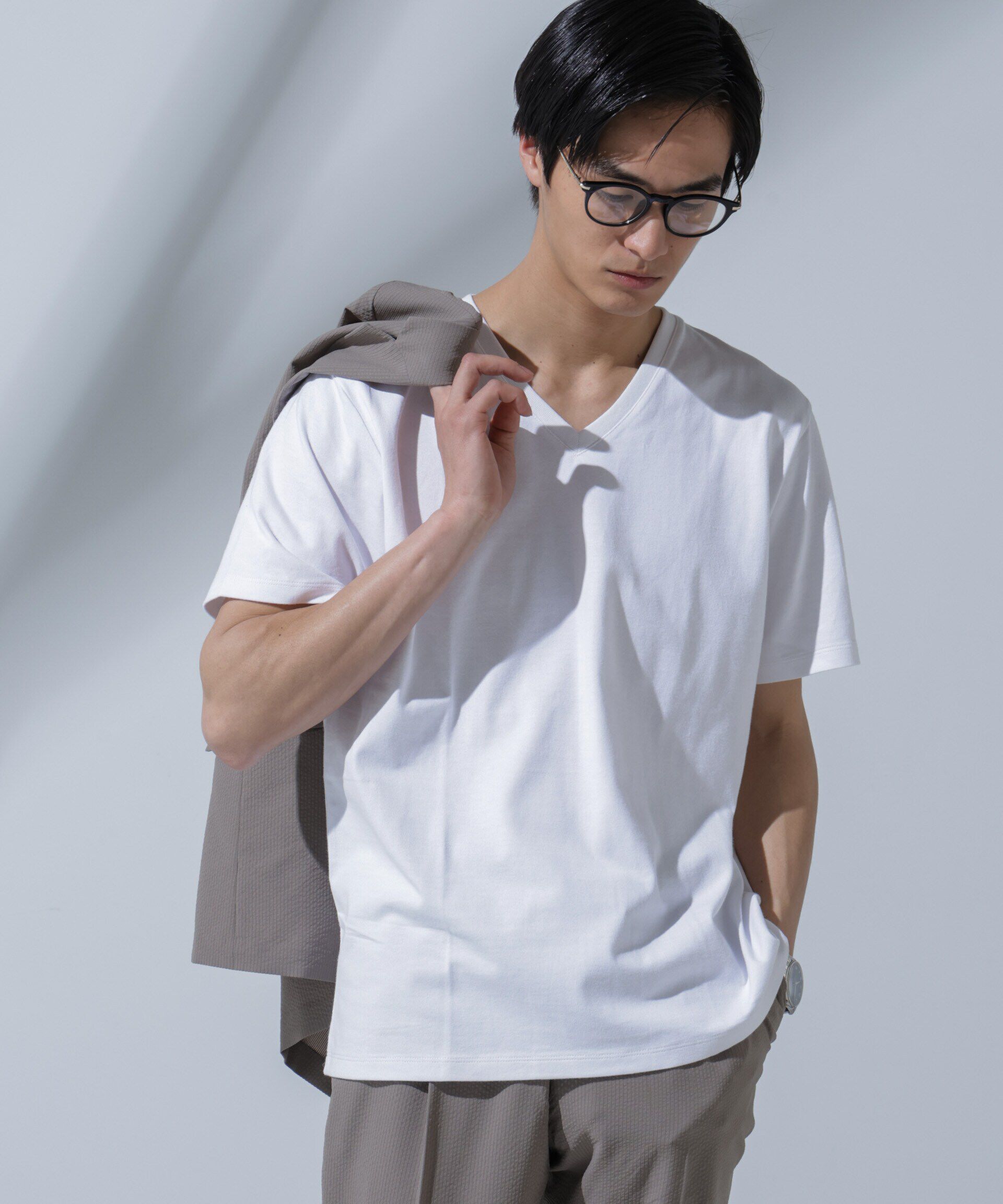 NANO universe「Anti Soaked(R)  汗染み防止 VネックTシャツ」|Tシャツ・カットソー|