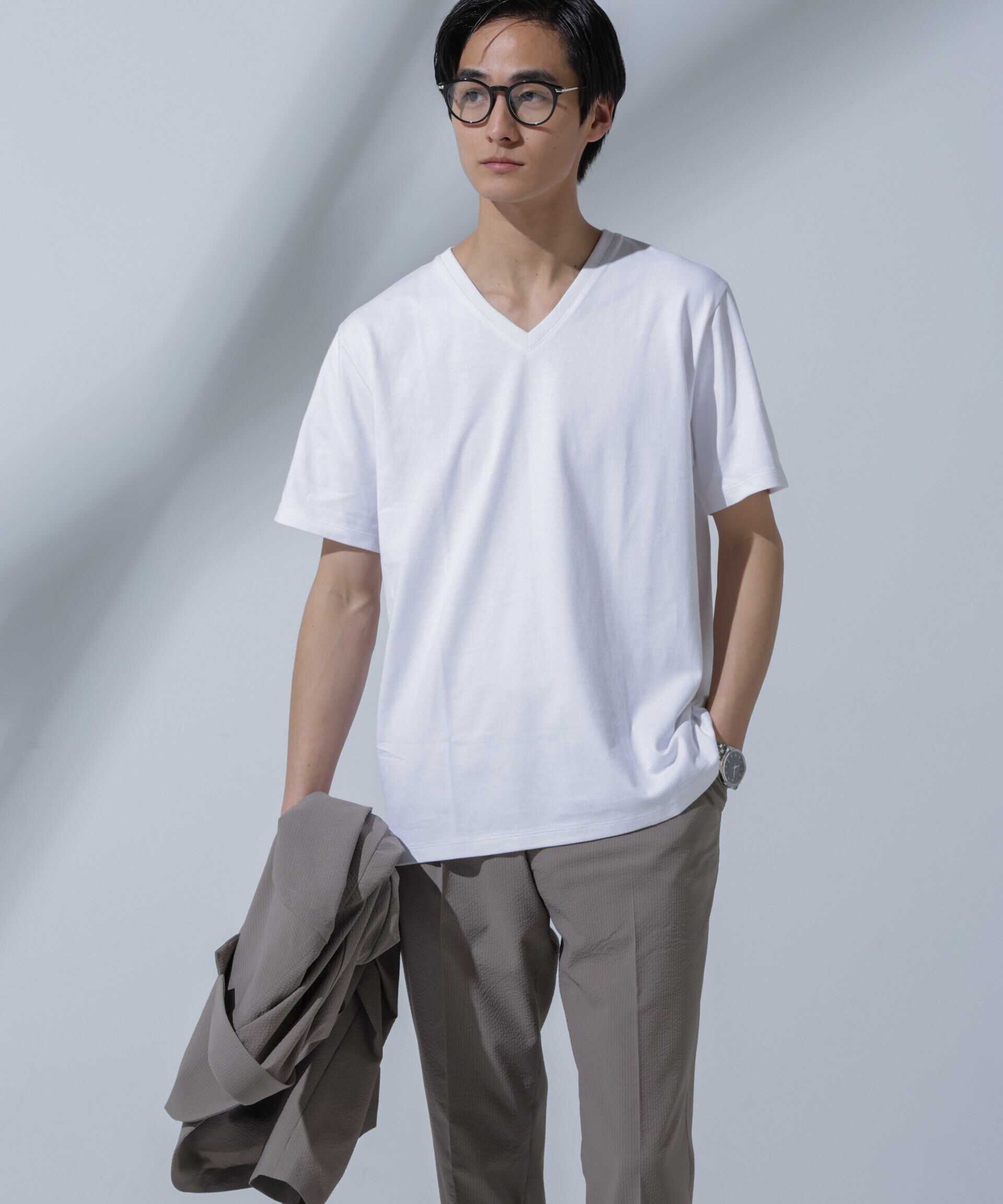 NANO universe「Anti Soaked(R)  汗染み防止 VネックTシャツ」|Tシャツ・カットソー|