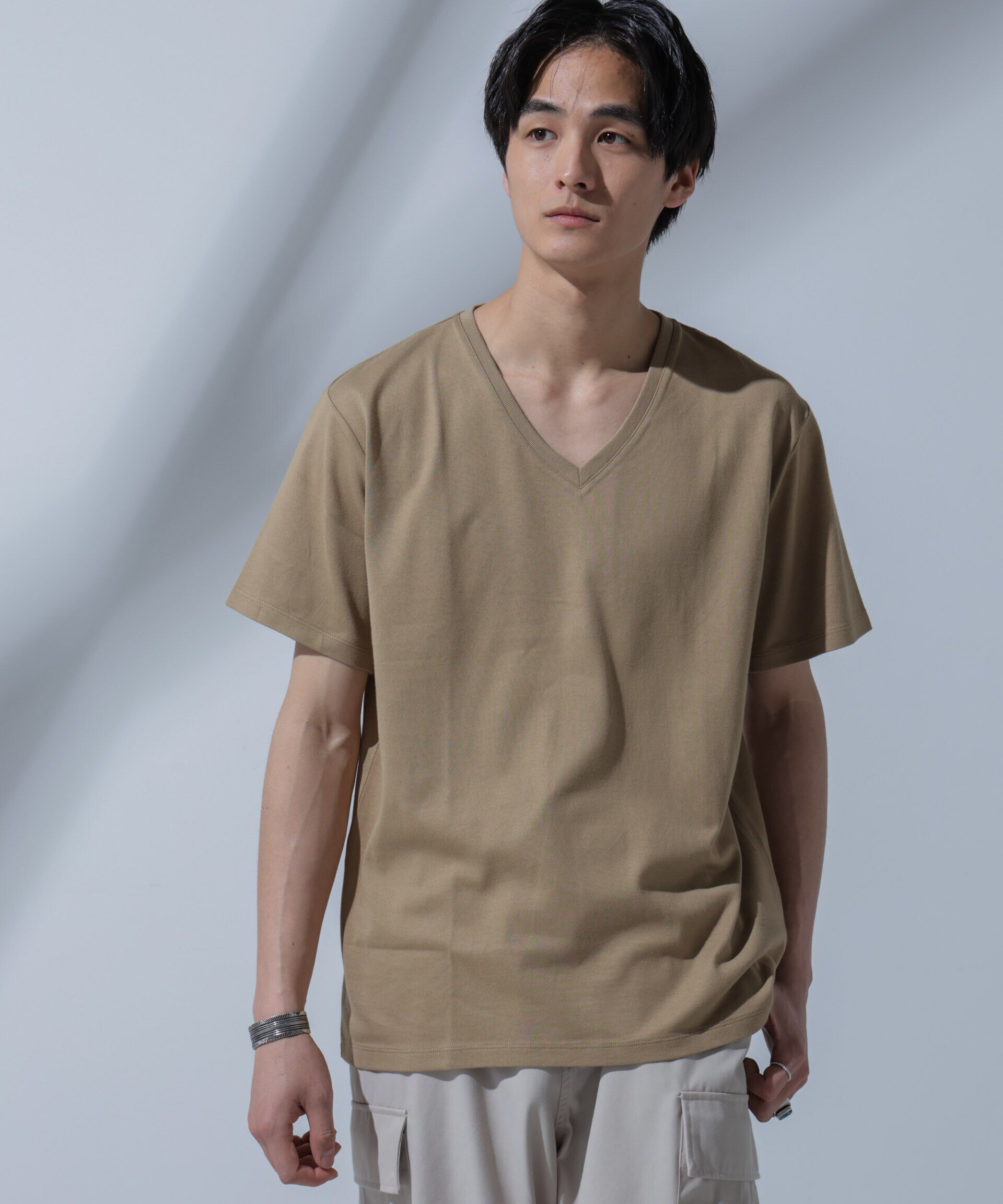 NANO universe「Anti Soaked(R)  汗染み防止 VネックTシャツ」|Tシャツ・カットソー|