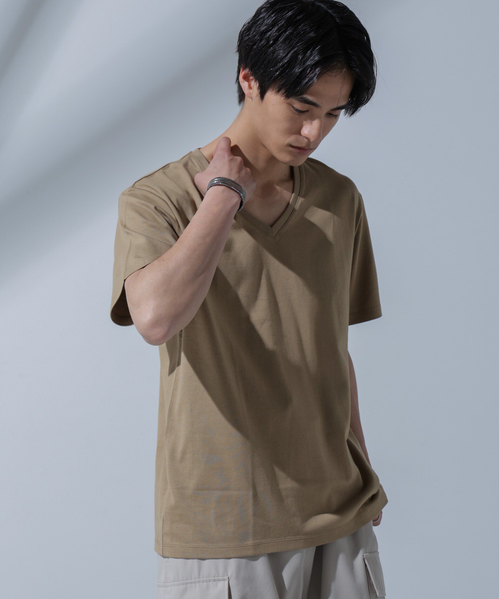 NANO universe「Anti Soaked(R)  汗染み防止 VネックTシャツ」|Tシャツ・カットソー|