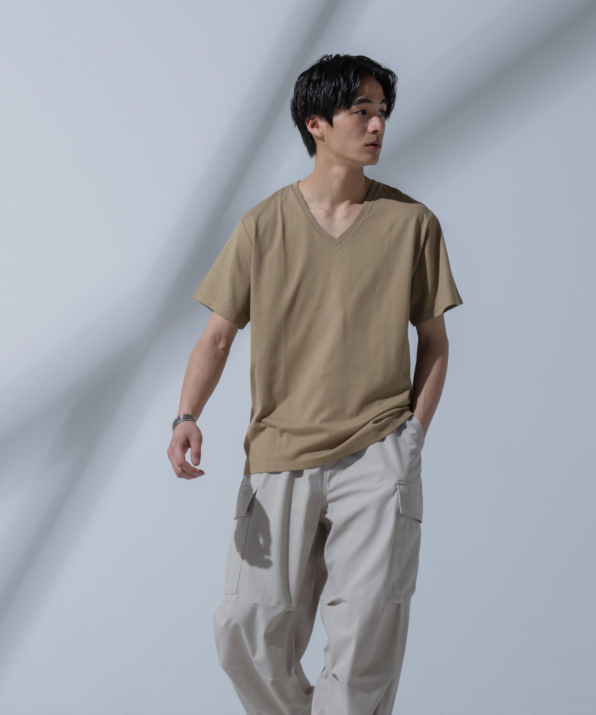 NANO universe「Anti Soaked(R)  汗染み防止 VネックTシャツ」|Tシャツ・カットソー|