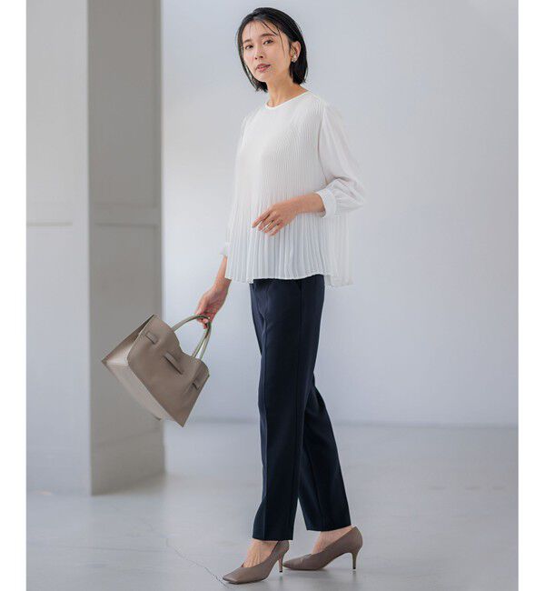 23区「【洗える】ライトバックサテンアムンゼン プリーツ ブラウス」|シャツ・ブラウス|