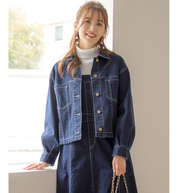 ANY SIS「【洗える】ストレッチライトデニム ジャケット」|デニムジャケット|インディゴ