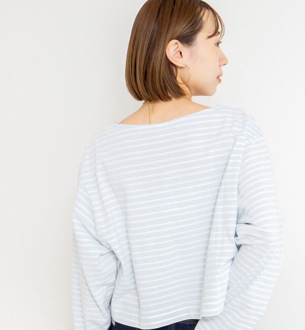 NOLLEY'S「【nolnol/ノルノル】ウォッシャブルシルケットボーダーショートT」|Tシャツ・カットソー|
