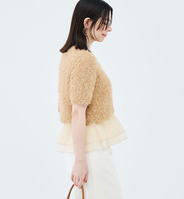NOLLEY'S sophi「裾フリルキャミ付きファンシーヤーン5分袖カーディガン」|ニット・セーター|
