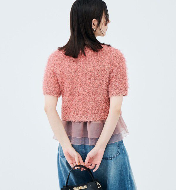 NOLLEY'S sophi「裾フリルキャミ付きファンシーヤーン5分袖カーディガン」|ニット・セーター|
