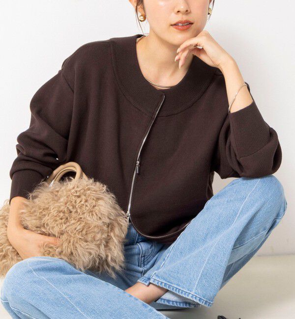 NOLLEY'S「【WEB限定】ウォッシャブルダブルジップ2WAYニット」|カーディガン|ブラウン