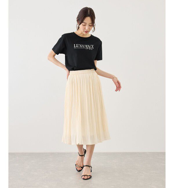 Rope&rsquo;Picnic「パール付きロゴTシャツ/UVカット・接触冷感・汗染み防止」|Tシャツ・カットソー|