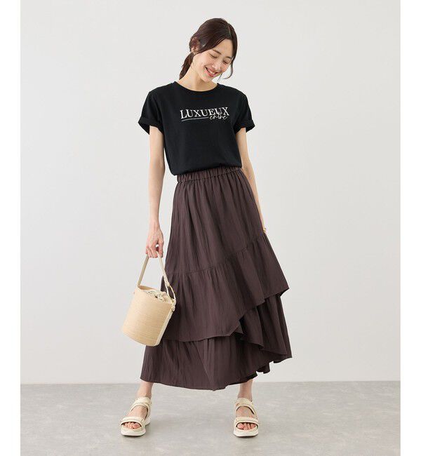 Rope&rsquo;Picnic「パール付きロゴTシャツ/UVカット・接触冷感・汗染み防止」|Tシャツ・カットソー|