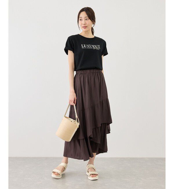 Rope&rsquo;Picnic「パール付きロゴTシャツ/UVカット・接触冷感・汗染み防止」|Tシャツ・カットソー|