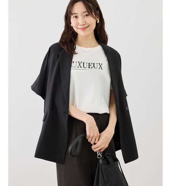 Rope&rsquo;Picnic「パール付きロゴTシャツ/UVカット・接触冷感・汗染み防止」|Tシャツ・カットソー|