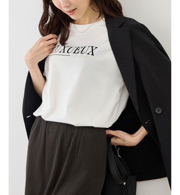 Rope&rsquo;Picnic「パール付きロゴTシャツ/UVカット・接触冷感・汗染み防止」|Tシャツ・カットソー|