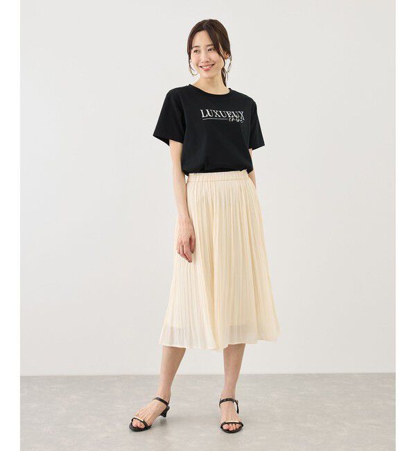 Rope&rsquo;Picnic「パール付きロゴTシャツ/UVカット・接触冷感・汗染み防止」|Tシャツ・カットソー|