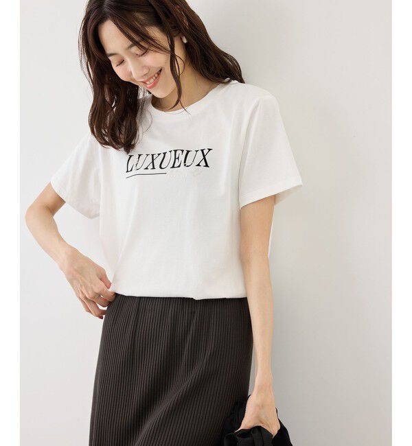 Rope&rsquo;Picnic「パール付きロゴTシャツ/UVカット・接触冷感・汗染み防止」|Tシャツ・カットソー|