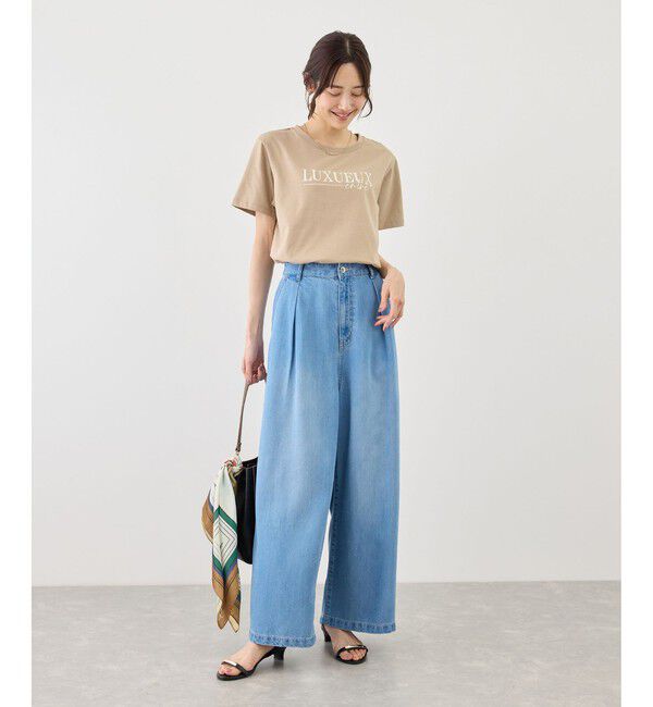 Rope&rsquo;Picnic「パール付きロゴTシャツ/UVカット・接触冷感・汗染み防止」|Tシャツ・カットソー|