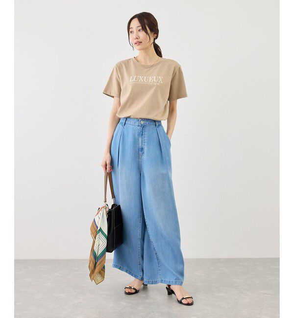 Rope&rsquo;Picnic「パール付きロゴTシャツ/UVカット・接触冷感・汗染み防止」|Tシャツ・カットソー|