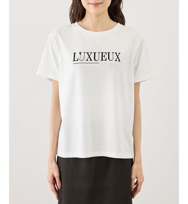 Rope&rsquo;Picnic「パール付きロゴTシャツ/UVカット・接触冷感・汗染み防止」|Tシャツ・カットソー|
