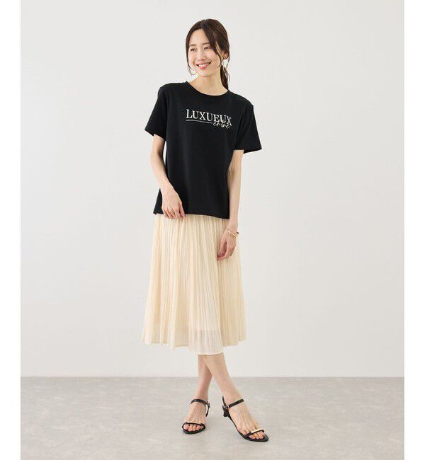 Rope&rsquo;Picnic「パール付きロゴTシャツ/UVカット・接触冷感・汗染み防止」|Tシャツ・カットソー|