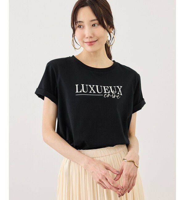 Rope&rsquo;Picnic「パール付きロゴTシャツ/UVカット・接触冷感・汗染み防止」|Tシャツ・カットソー|
