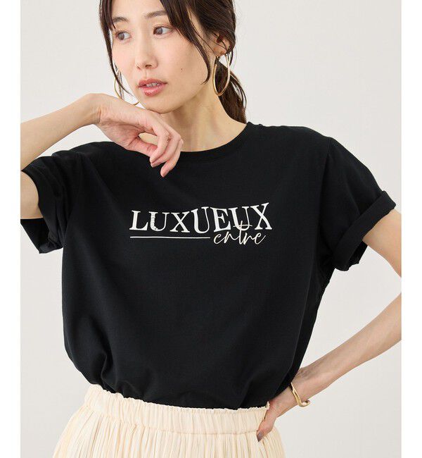 Rope&rsquo;Picnic「パール付きロゴTシャツ/UVカット・接触冷感・汗染み防止」|Tシャツ・カットソー|