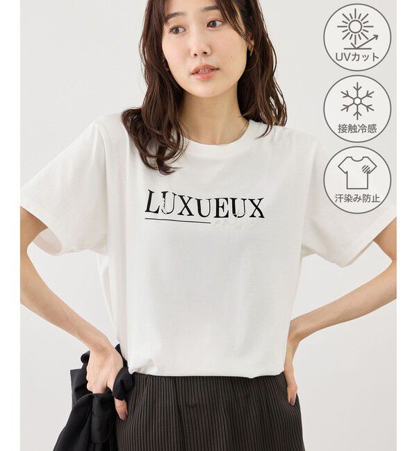 Rope&rsquo;Picnic「パール付きロゴTシャツ/UVカット・接触冷感・汗染み防止」|Tシャツ・カットソー|ホワイト(10)