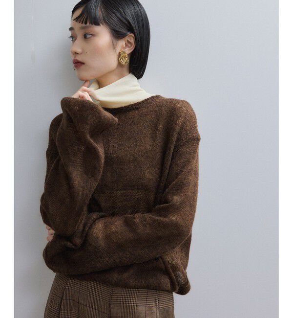ADAM ET ROPE'「【WEB限定】ボリュームスリーブモヘアプルオーバー」|ニット・セーター|ブラウン系(22)