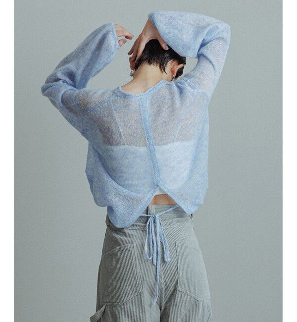 ADAM ET ROPE'「【WEB限定】ボリュームスリーブモヘアプルオーバー」|ニット・セーター|サックス(48)