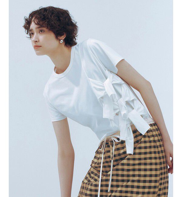 ADAM ET ROPE'「【サステナブル】リボンプルオーバー/接触冷感/UVカット/吸水速乾」|Tシャツ・カットソー|ホワイト(10)