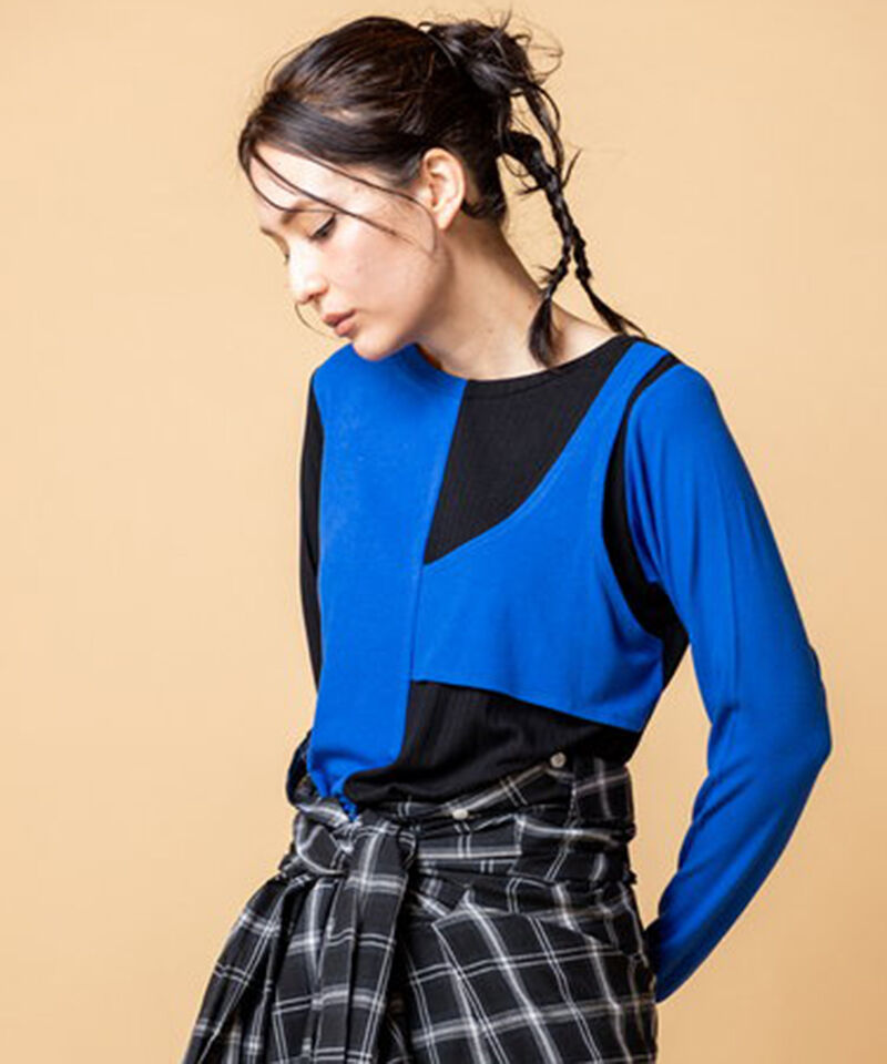  「2WAY配色テレコプルオーバー」|Tシャツ・カットソー|BLUE