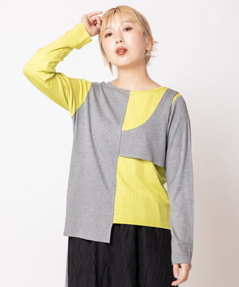  「2WAY配色テレコプルオーバー」|Tシャツ・カットソー|GRAY